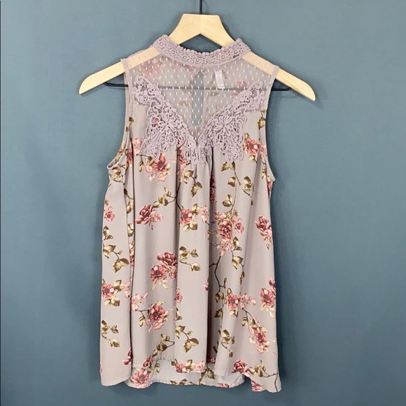 Xhilaration Tops - High neck floral tank
